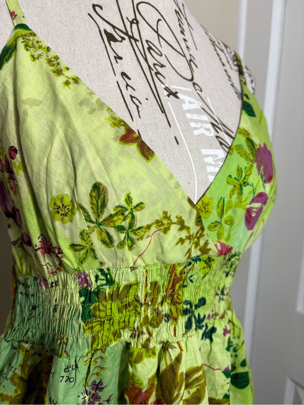 Kaviya Floral Cotton Sundress Smocked Empire Waist Boho Size L - Picture 3 of 12